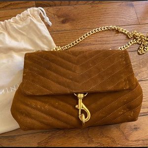 Rebecca Minkoff Suede Crossbody with Gold Chain